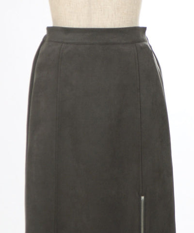 Cut & Sewn Suede Zip Skirt