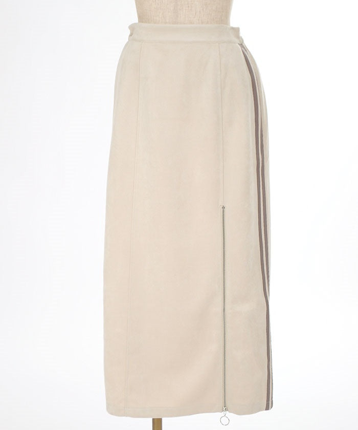 Cut & Sewn Suede Zip Skirt