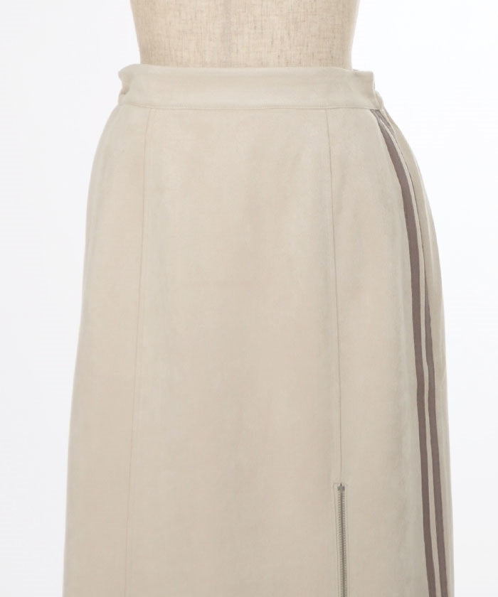 Cut & Sewn Suede Zip Skirt