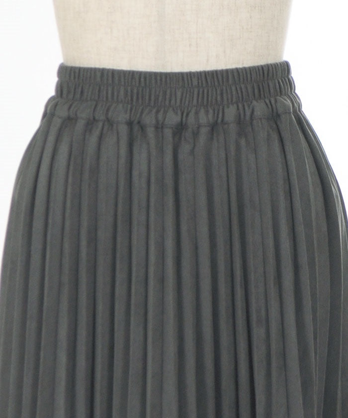 Cut & Sewn Suede Pleated Skirt