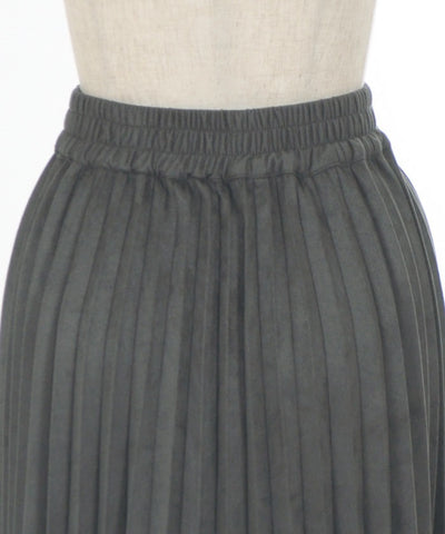 Cut & Sewn Suede Pleated Skirt