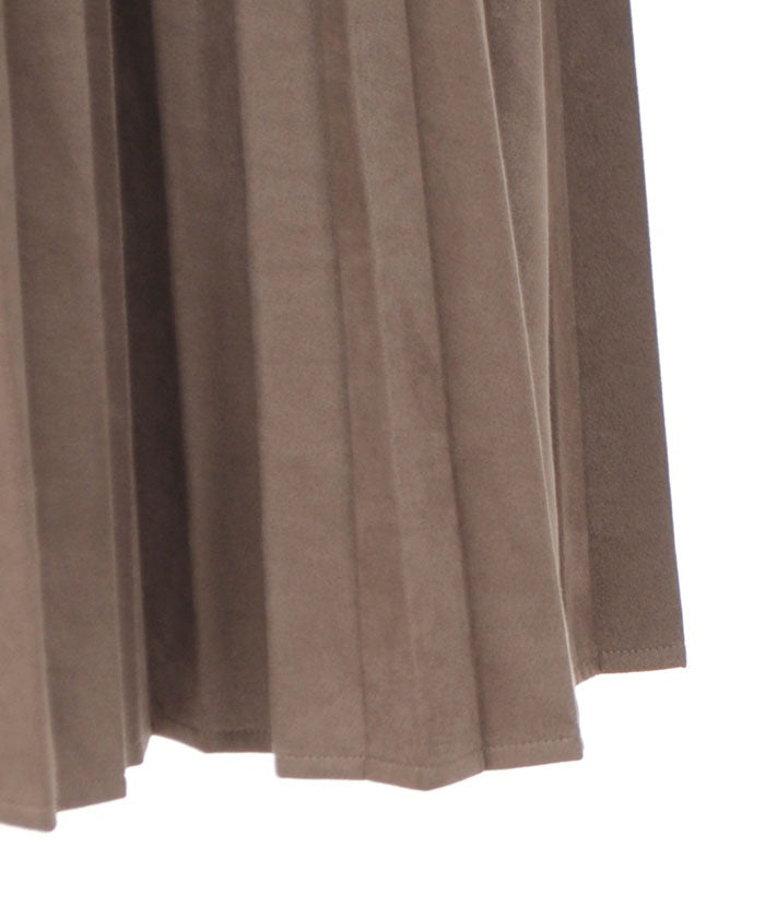 Cut & Sewn Suede Pleated Skirt