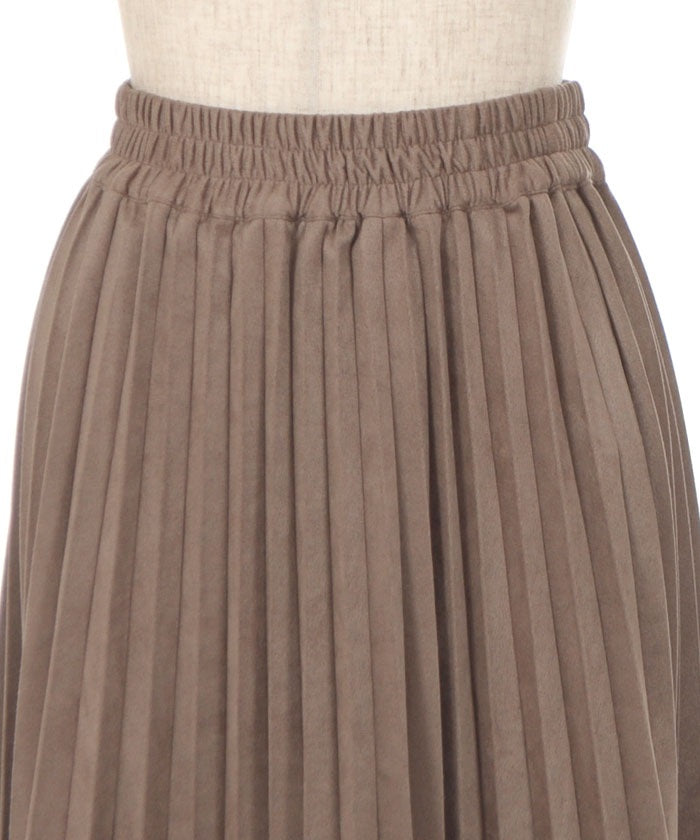 Cut & Sewn Suede Pleated Skirt