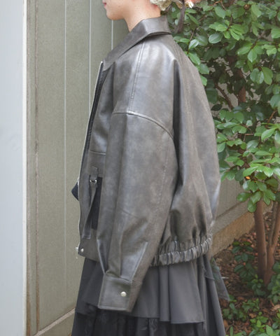 Synthetic Leather Blouson with Fur