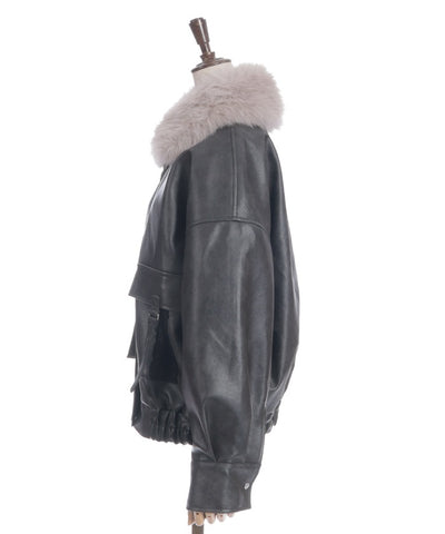 Synthetic Leather Blouson with Fur