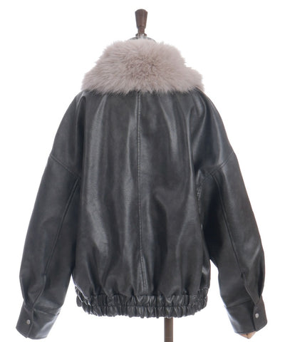 Synthetic Leather Blouson with Fur