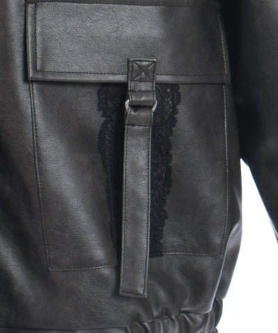 Synthetic Leather Blouson with Fur