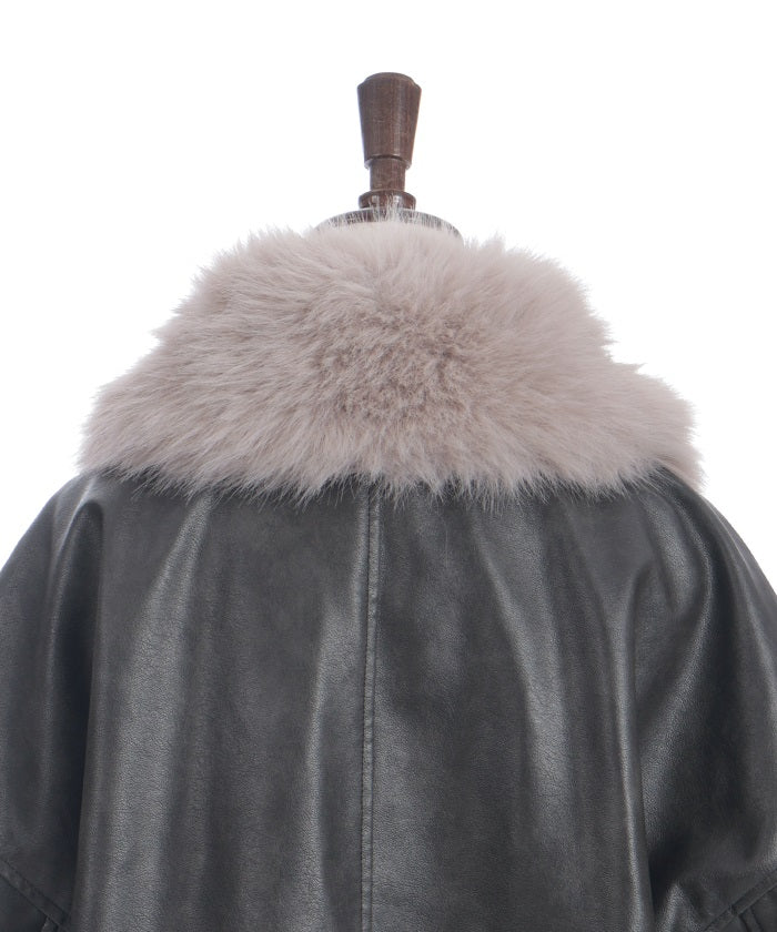 Synthetic Leather Blouson with Fur