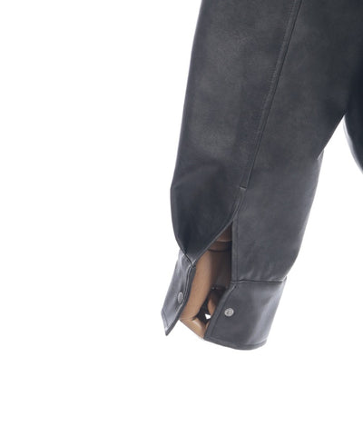 Synthetic Leather Blouson with Fur