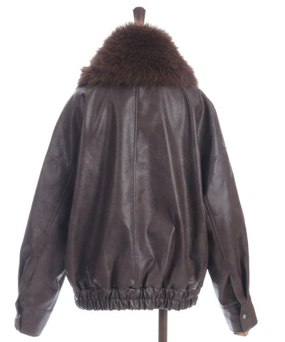 Synthetic Leather Blouson with Fur