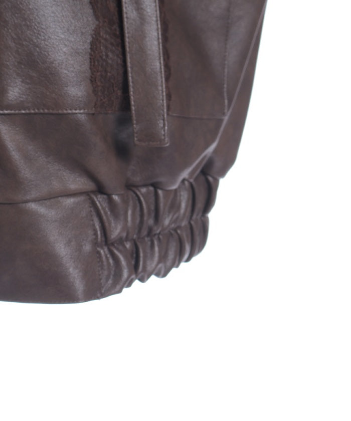 Synthetic Leather Blouson with Fur