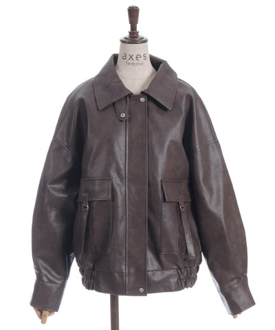 Synthetic Leather Blouson with Fur