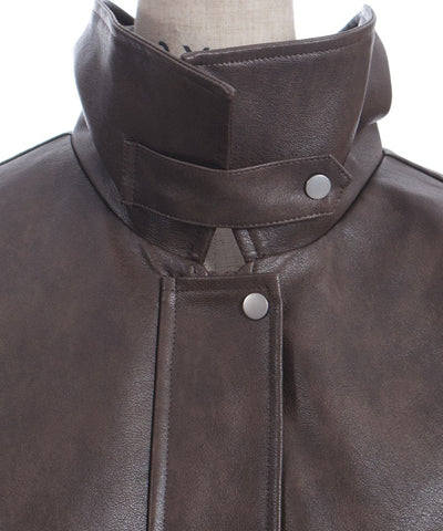 Synthetic Leather Blouson with Fur