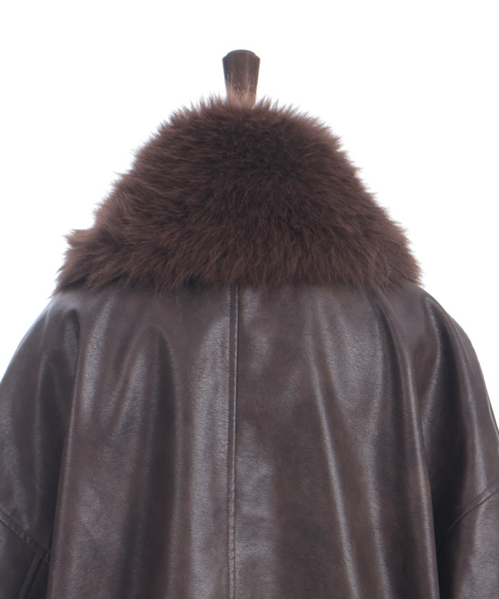 Synthetic Leather Blouson with Fur