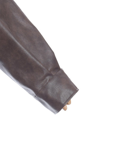 Synthetic Leather Blouson with Fur