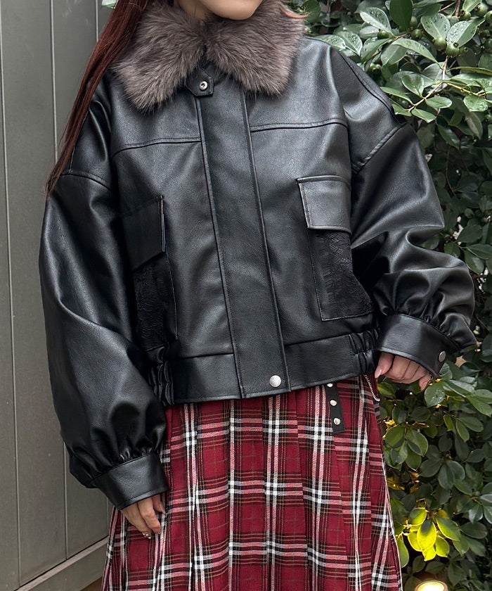 Mix Fur Faux Leather Blouson – axes femme from JAPAN