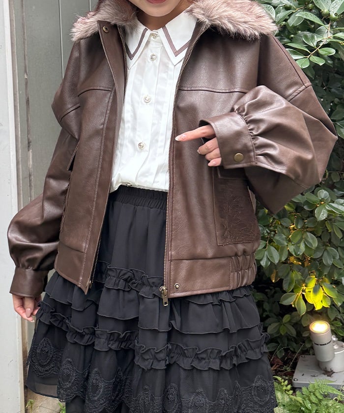 Mix Fur Faux Leather Blouson – axes femme from JAPAN