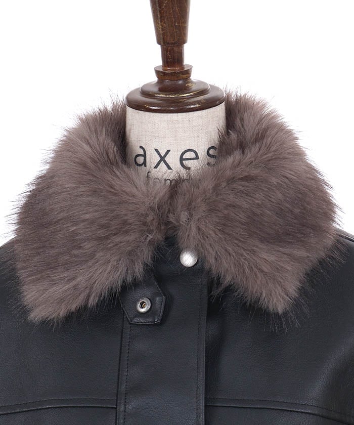 Mix Fur Faux Leather Blouson – axes femme from JAPAN