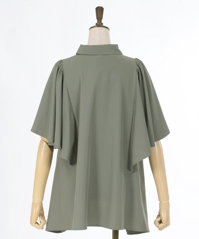 Cape Style Flare Sleeve Long Shirt