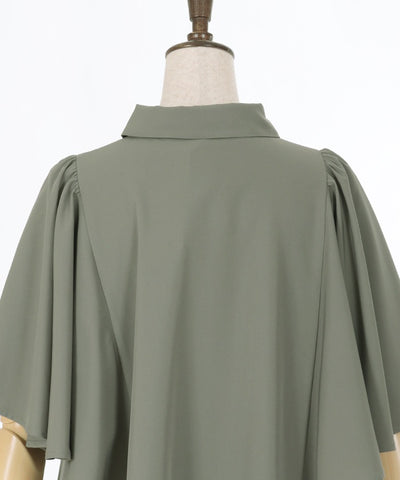 Cape Style Flare Sleeve Long Shirt