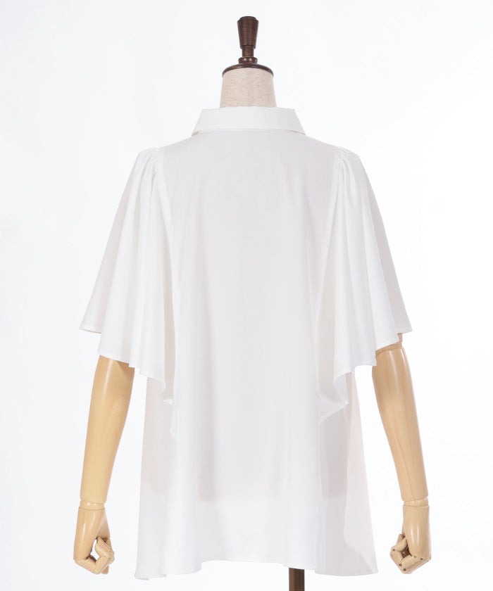 Cape Style Flare Sleeve Long Shirt