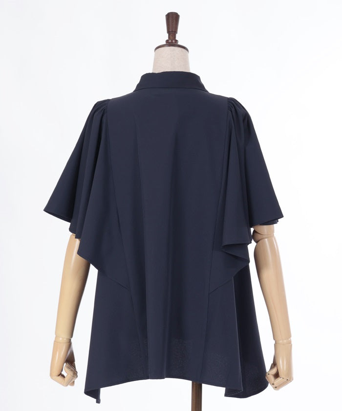 Cape Style Flare Sleeve Long Shirt