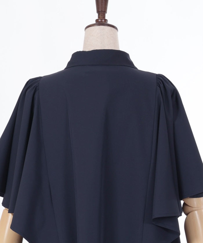 Cape Style Flare Sleeve Long Shirt