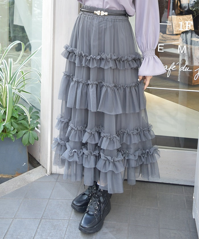 Frill Tulle Tiered Skirt