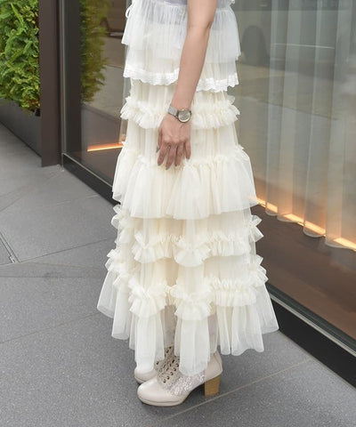 Frill Tulle Tiered Skirt