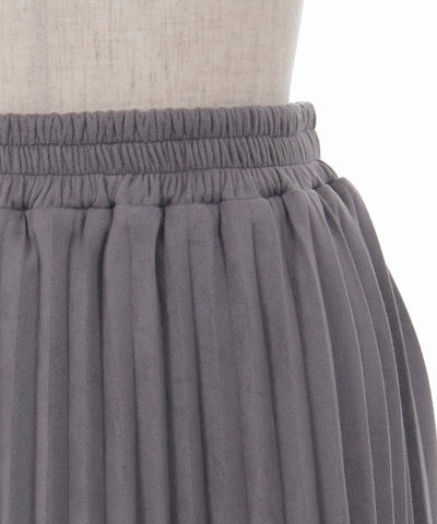 Cut & Sewn Suede Pleated Skirt