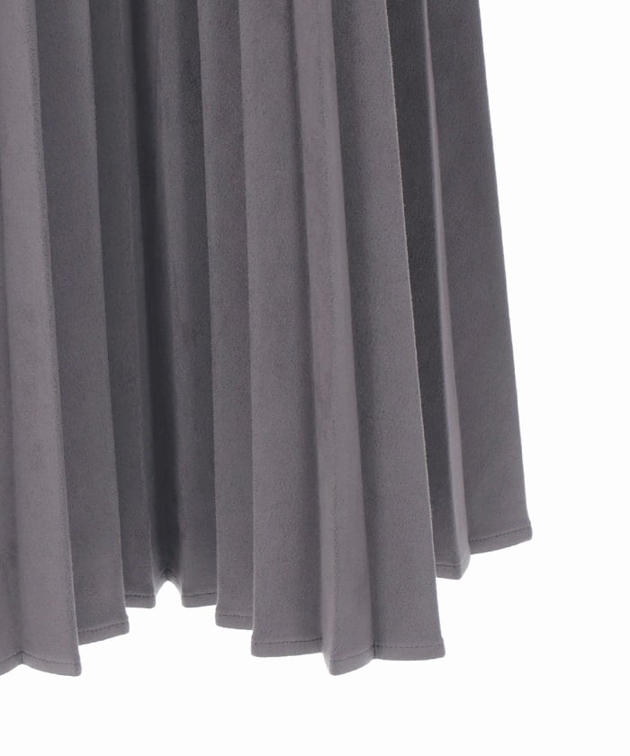 Cut & Sewn Suede Pleated Skirt