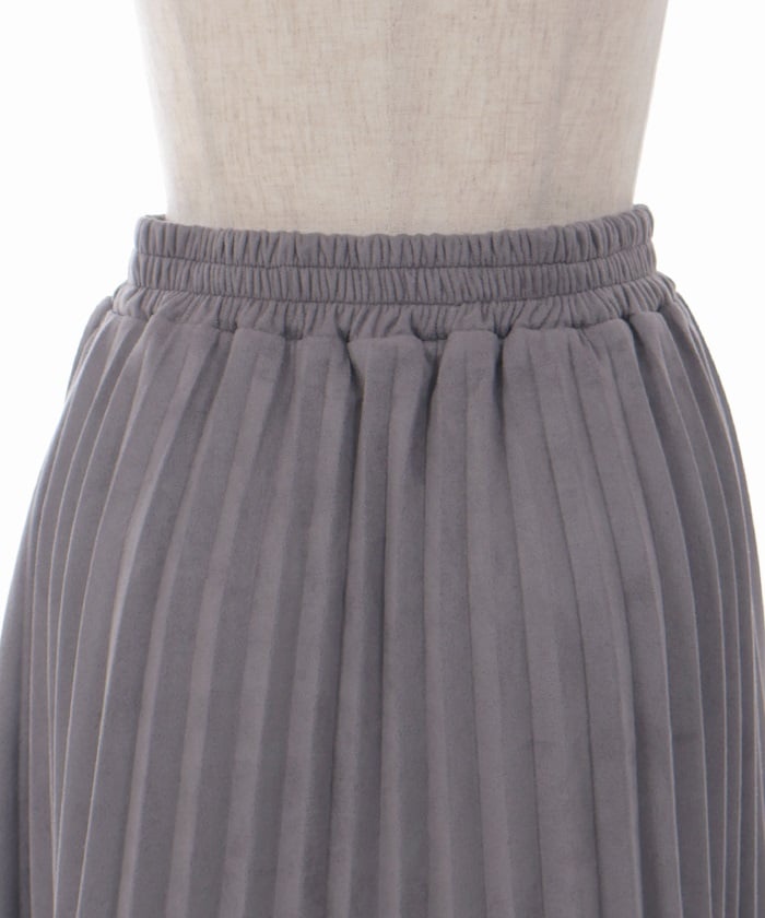 Cut & Sewn Suede Pleated Skirt