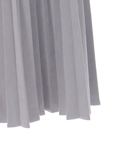 Cut & Sewn Suede Pleated Skirt