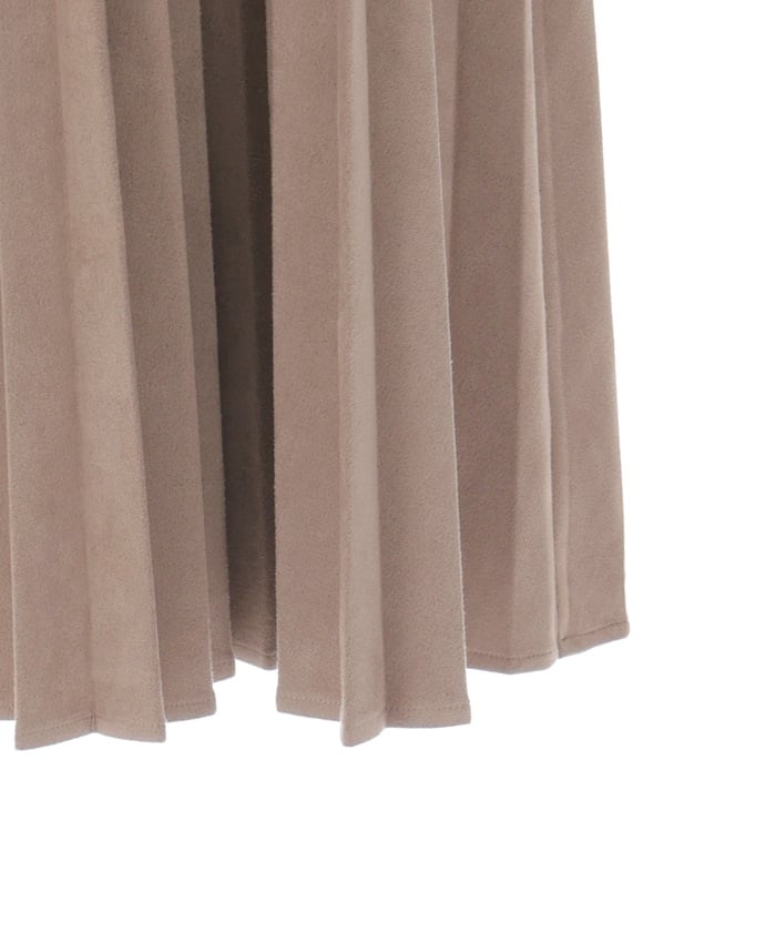 Cut & Sewn Suede Pleated Skirt