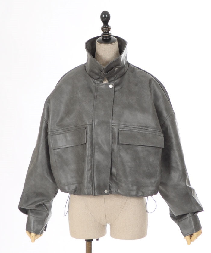 Faux Leather Short Blouson