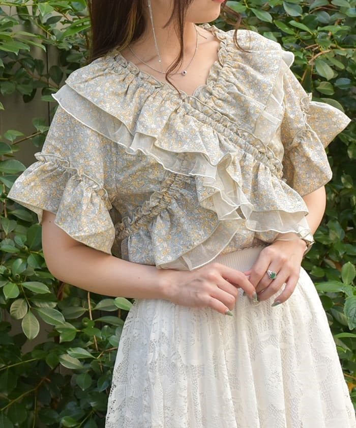 2-Way Frill & Tulle Blouse