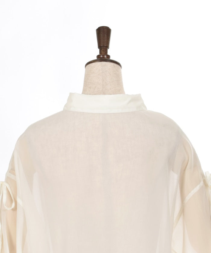 Lamé Sheer Shirt with Ribbon