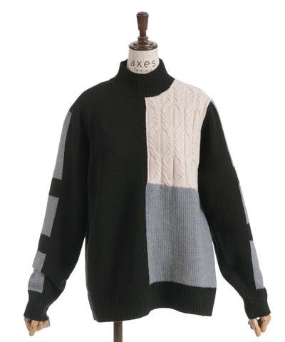 Bicolor Knit Pullover