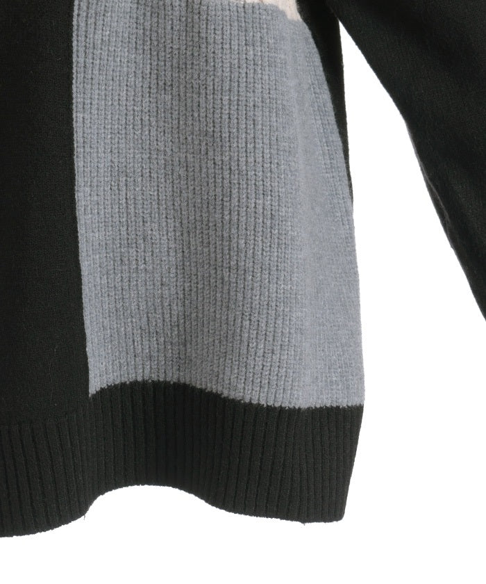 Bicolor Knit Pullover