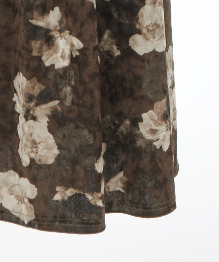 Velour Floral Pattern Skirt