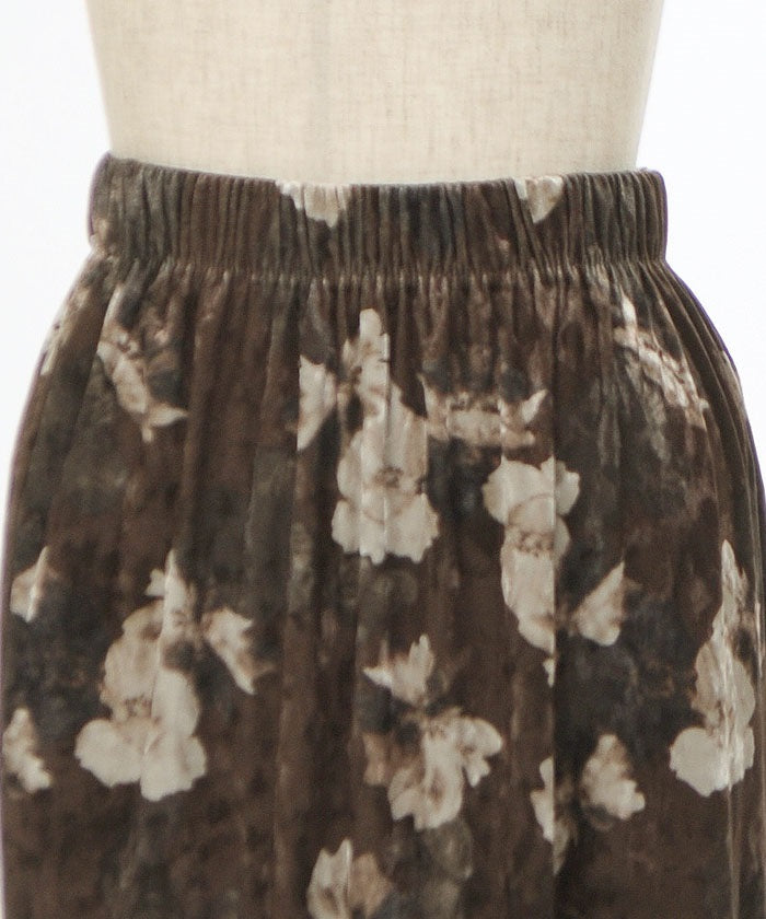 Velour Floral Pattern Skirt