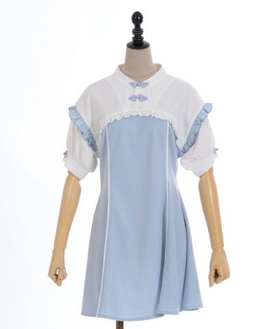 Chinese Button Cut-and-Sewn Dress
