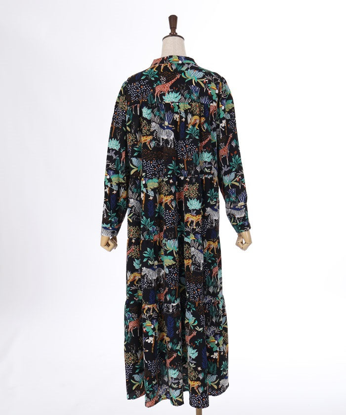 Animal Pattern Long Sleeve Dress