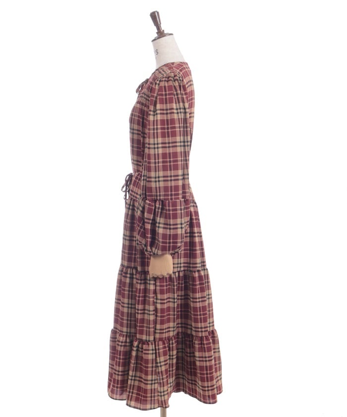 Check Pattern Shirring Dress – axes femme from JAPAN