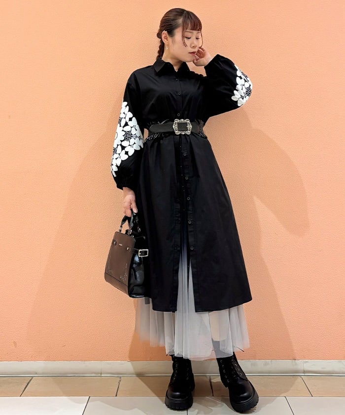 Sleeve Lace Shirt Dress