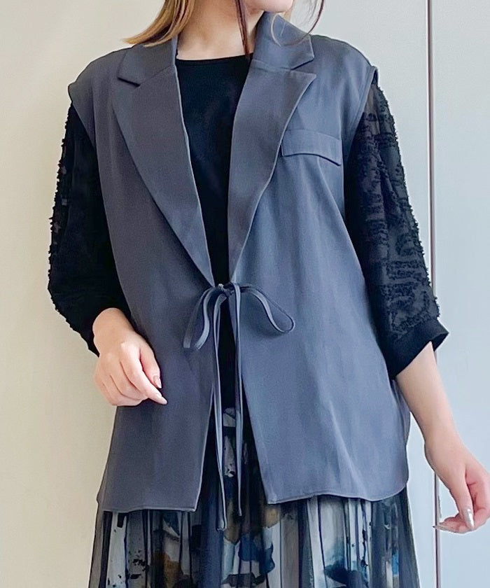 Lace Panel Tailored Vest – axes femme from JAPAN