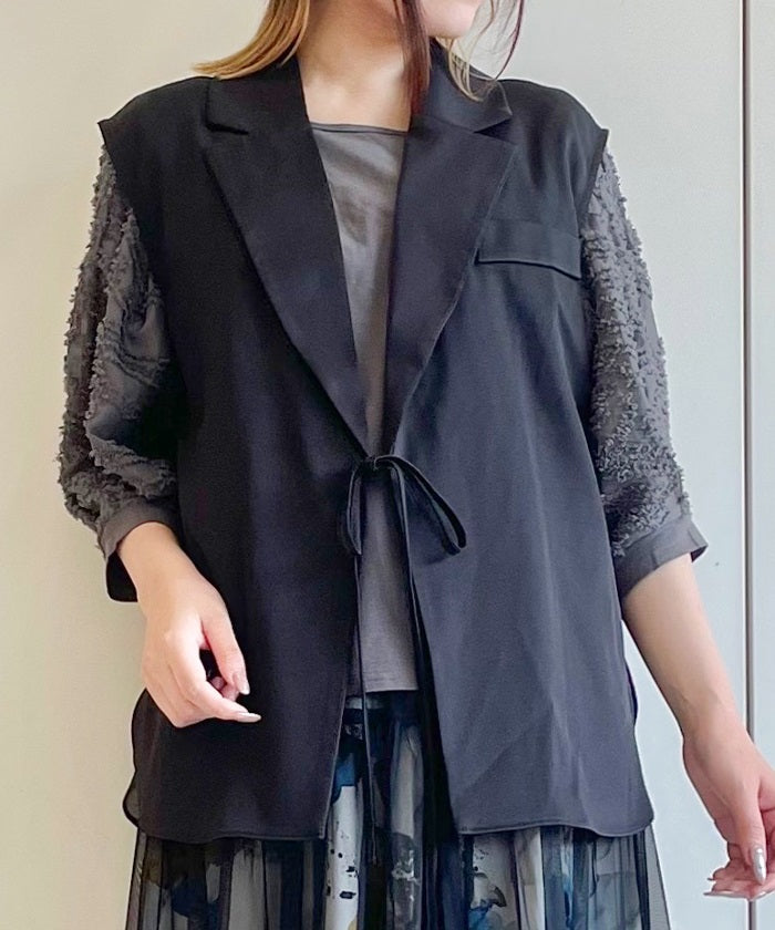 Lace Panel Tailored Vest – axes femme from JAPAN