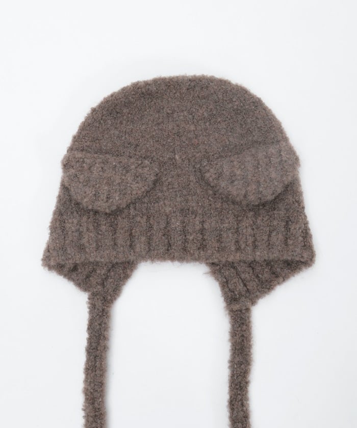 Bear Ears Knit Cap with Cords