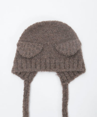 Bear Ears Knit Cap with Cords
