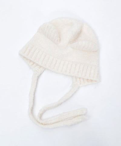 Bear Ears Knit Cap with Cords